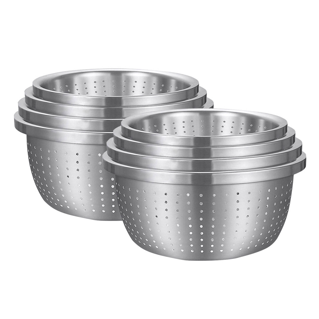 SOGA 2X Stainless Steel Nesting Basin Colander Perforated Kitchen Sink Washing Bowl Metal Basket Strainer Set of 4 $ 193.90
