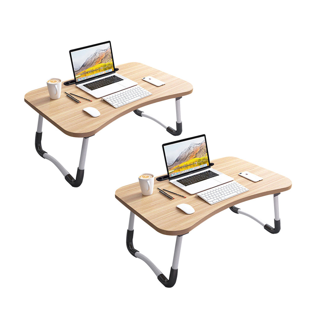 SOGA 2X Walnut Portable Bed Table Adjustable Foldable Bed Sofa Study Table Laptop Mini Desk with Notebook Stand Card Slot Holder Home Decor $ 83.90