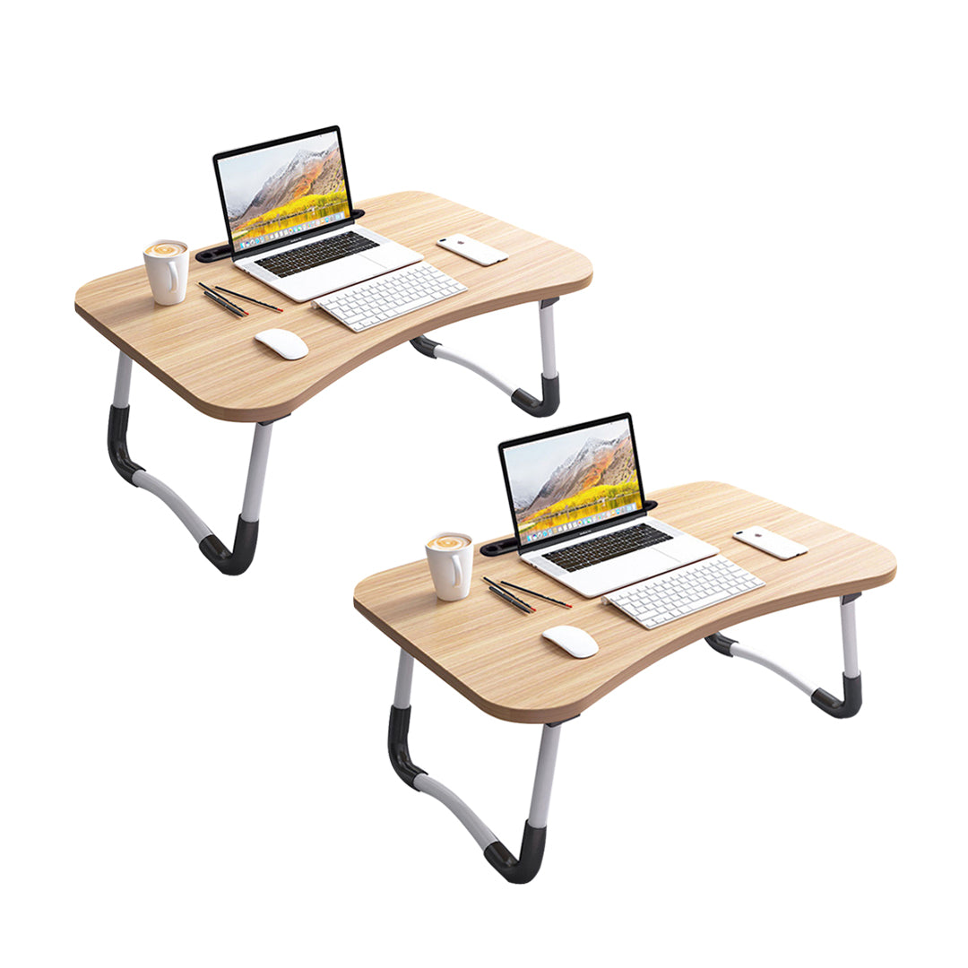 SOGA 2X Walnut Portable Bed Table Adjustable Foldable Bed Sofa Study Table Laptop Mini Desk with Notebook Stand Card Slot Holder Home Decor $ 83.90