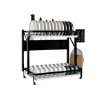 SOGA 2 Tier Steel Black Kitchen Countertop Drying Dish Rack Plate Cutlery Cutting Board Holder Dish Drainer Kitchen Organiser $ 72.50
