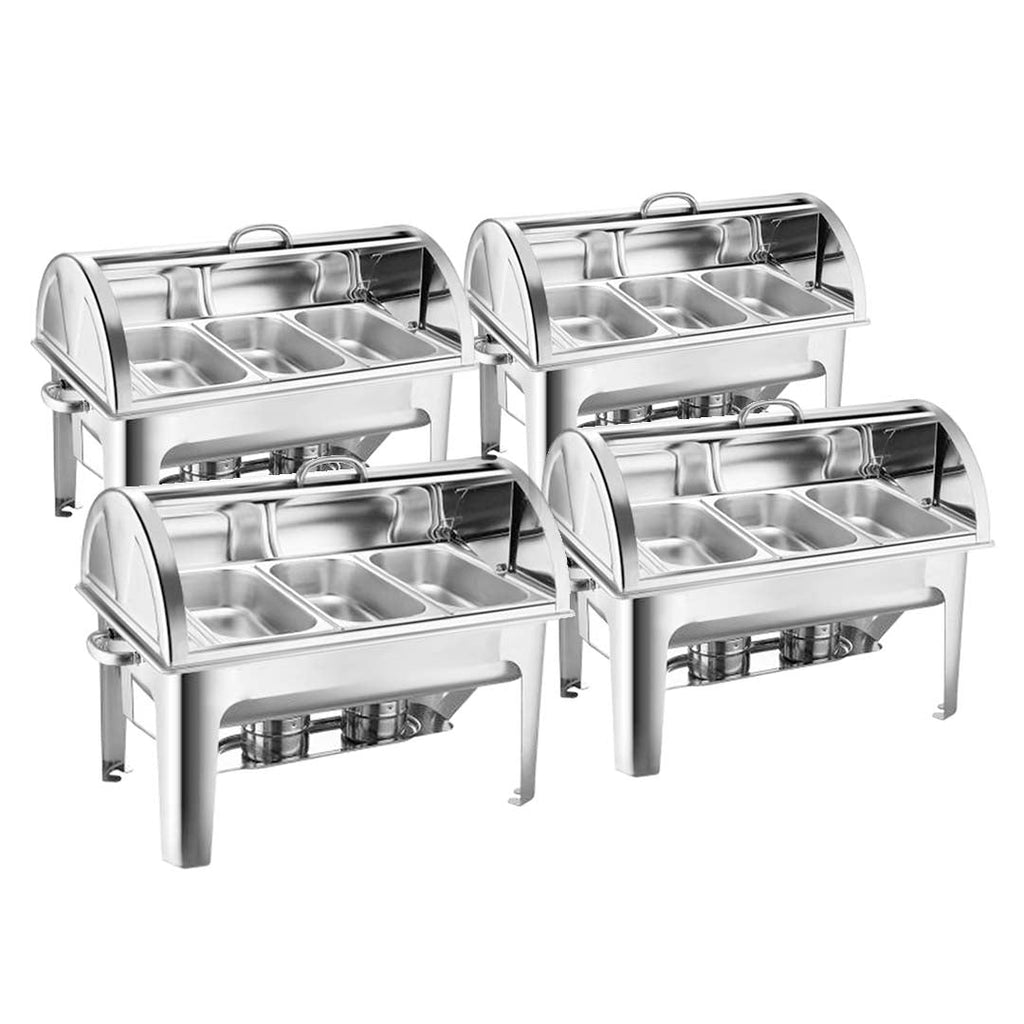 SOGA 4X 3L Triple Tray Stainless Steel Roll Top Chafing Dish Food Warmer $ 1279.50