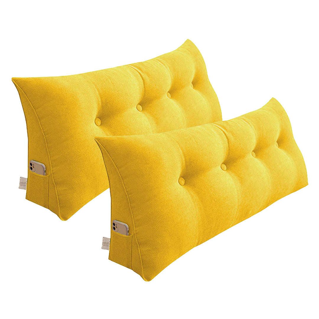 SOGA 2X 120cm Yellow Triangular Wedge Bed Pillow Headboard Backrest Bedside Tatami Cushion Home Decor
