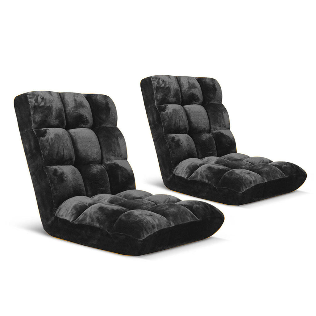 SOGA 2X Floor Recliner Folding Lounge Sofa Futon Couch Folding Chair Cushion Black $ 183.50