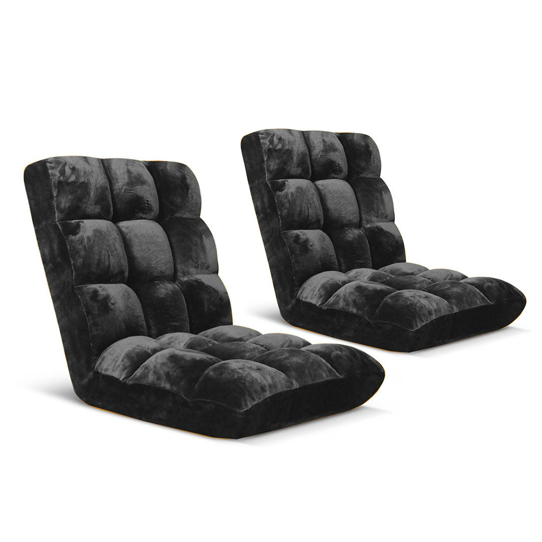 SOGA 2X Floor Recliner Folding Lounge Sofa Futon Couch Folding Chair Cushion Black $ 183.50