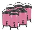 SOGA 8X 14L Stainless Steel Insulated Milk Tea Barrel Hot and Cold Beverage Dispenser Container with Faucet Pink