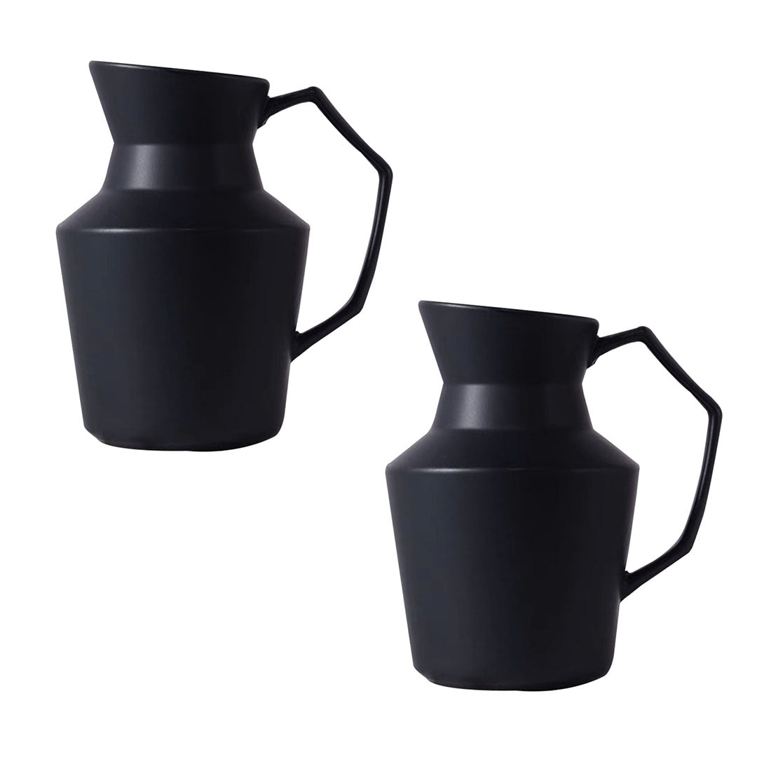 SOGA 2X 23.5x19.5cm Ornament Black Modern Vase Pitcher with Angular Handle Sleek Minimalist for Home Decor $ 95.50