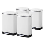 SOGA 4X Foot Pedal Stainless Steel Rubbish Recycling Garbage Waste Trash Bin Rectangular Shape 12L White