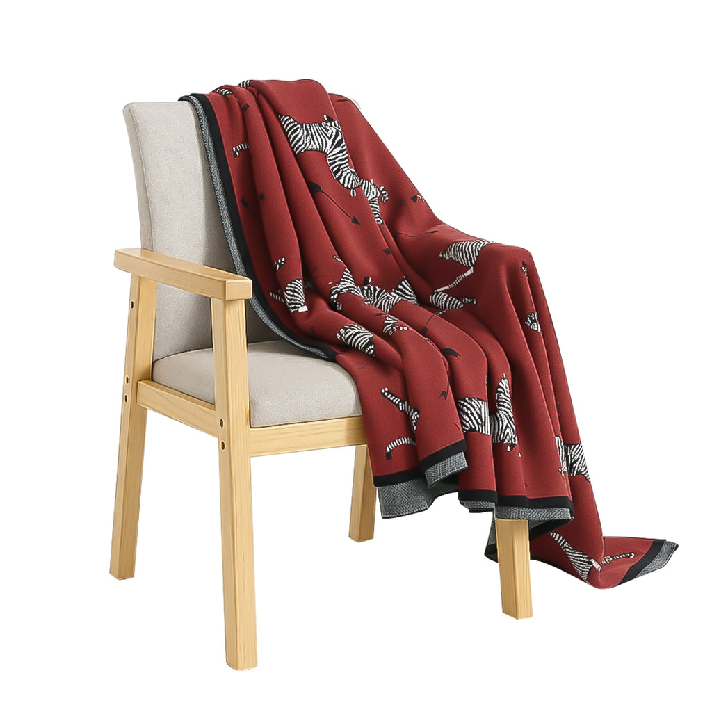 SOGA Wine red Zebra Print Throw Blanket 130x180cm Acrylic $ 97.90