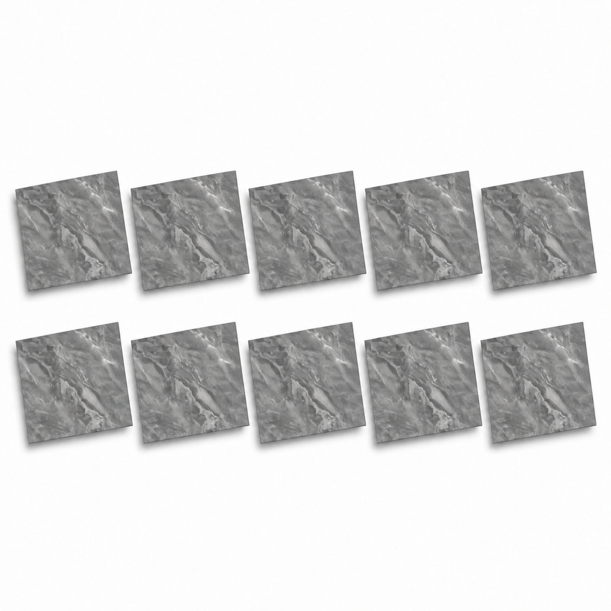 SOGA Peel & Stick Floor and Wall Tiles 60 x 60cm 10 Pack Grey Faux Marble