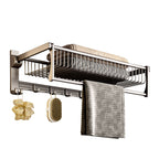 SOGA 61cm Gray Wall-Mounted Double Pole Towel Holder Bathroom Organiser Rail Hanger with Hooks $ 108.90