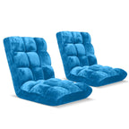 SOGA 2X Floor Recliner Folding Lounge Sofa Futon Couch Folding Chair Cushion Blue $ 183.50