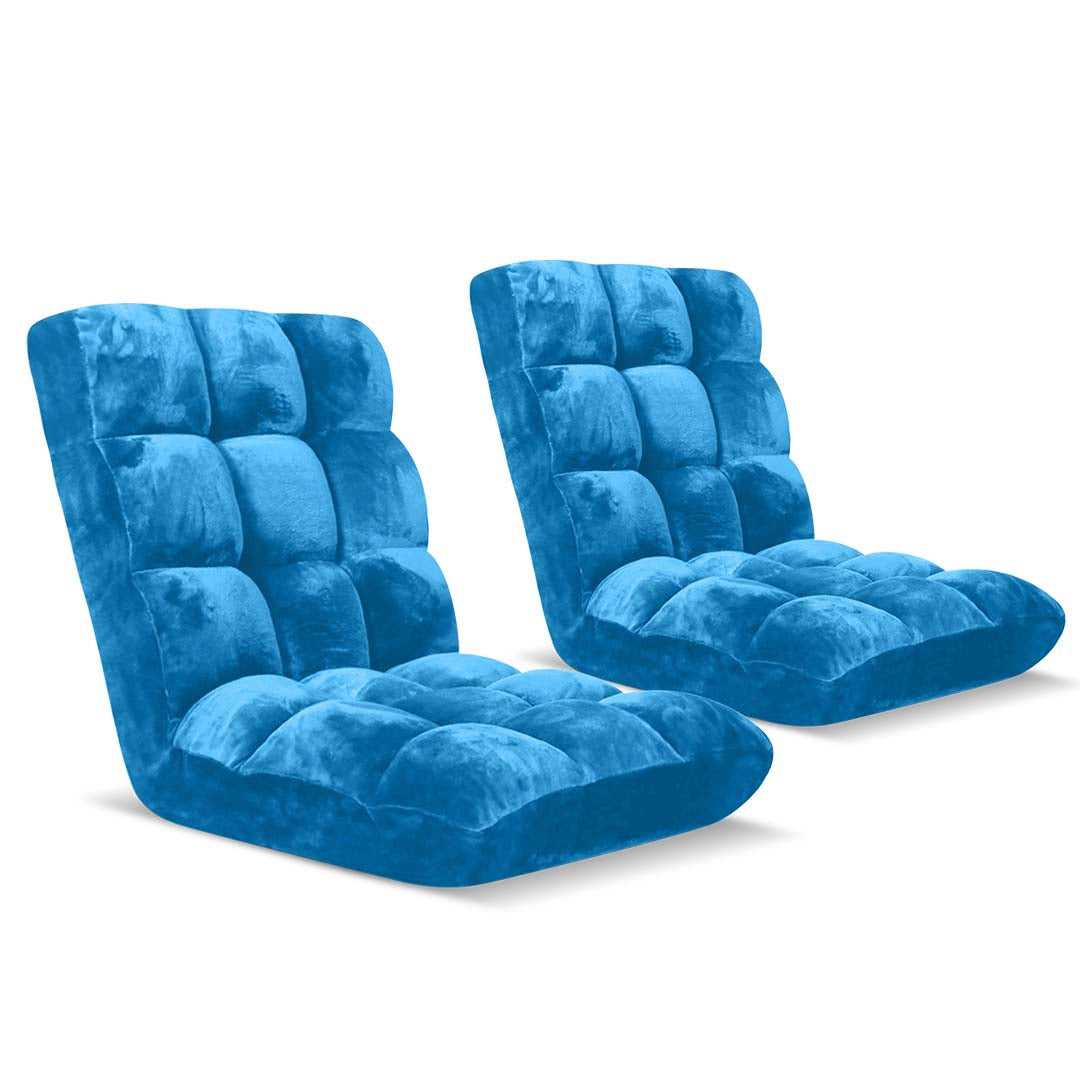 SOGA 2X Floor Recliner Folding Lounge Sofa Futon Couch Folding Chair Cushion Blue $ 183.50