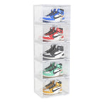 SOGA 5 Tier Transparent Portable Shoe Organiser Sneaker Footwear Folding Plastic Bin Stackable Storage Box with Magnetic Door