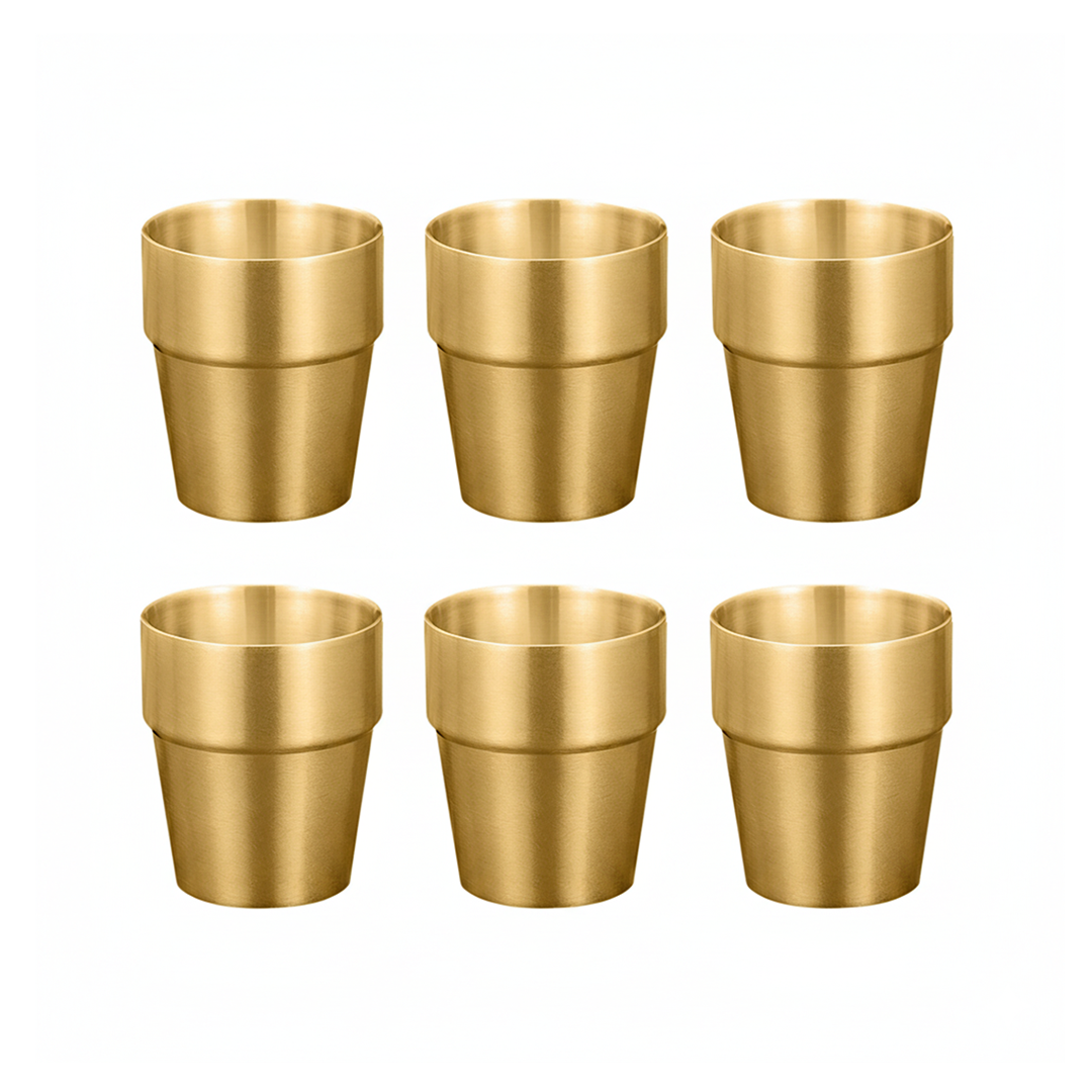 SOGA 175ml Stainless Steel Cups Set of 6 Reusable Durable Gold Drinking Tumblers $ 44