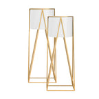 SOGA 2X 50cm Gold Metal Plant Stand with White Flower Pot Holder Corner Shelving Rack Indoor Display $ 129.50