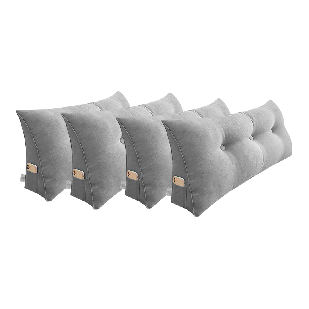 SOGA 4X 100cm Silver Triangular Wedge Bed Pillow Headboard Backrest Bedside Tatami Cushion Home Decor