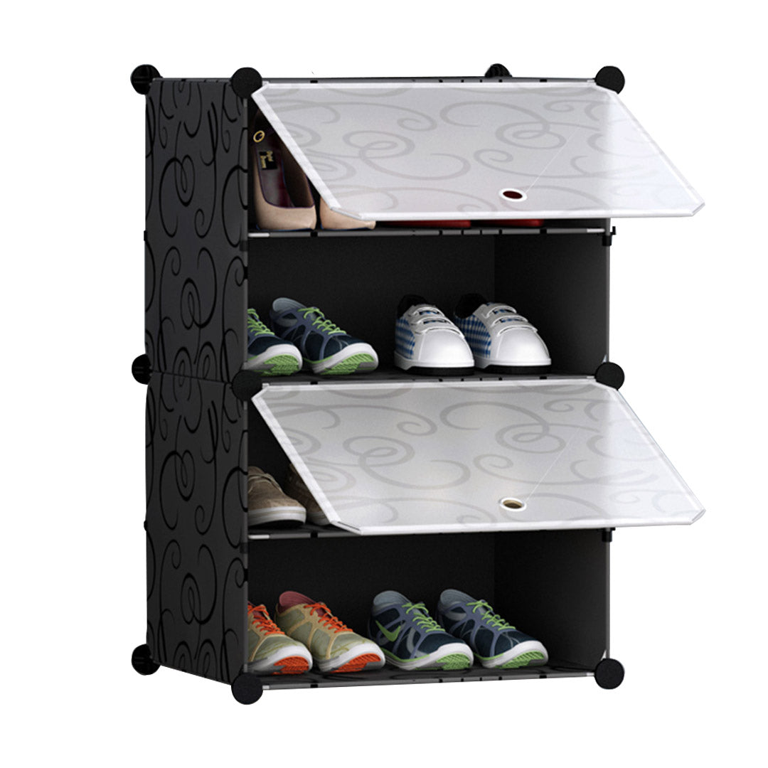SOGA 4 Tier Shoe Rack Organizer Sneaker Footwear Storage Stackable Stand Cabinet Portable Wardrobe with Cover $ 38.90
