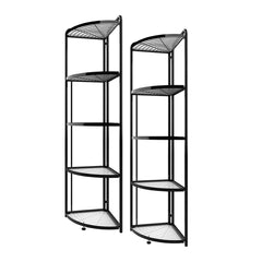SOGA 2X 5 Tier Steel Triangular  Corner Stand Multi-Functional Shelves Portable Storage Organizer