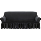 SOGA 3-Seater Dark Grey Sofa Cover with Ruffled Skirt Couch Protector High Stretch Lounge Slipcover Home Decor $ 99.90