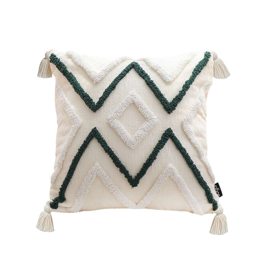 SOGA Boho Tufted Cushion 45cm Tassel Beige Green Geometric Chevron Throw Pillow $ 72