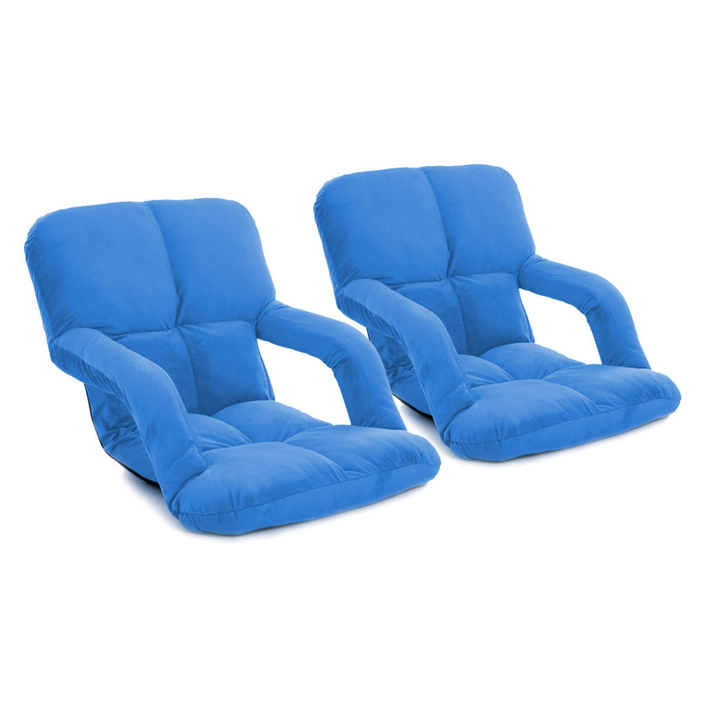 SOGA 2X Foldable Lounge Cushion Adjustable Floor Lazy Recliner Chair with Armrest Blue $ 175.90