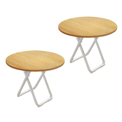 SOGA 2X 80cm Wood Color Round Table with White Legs Modern Design for Home Decor