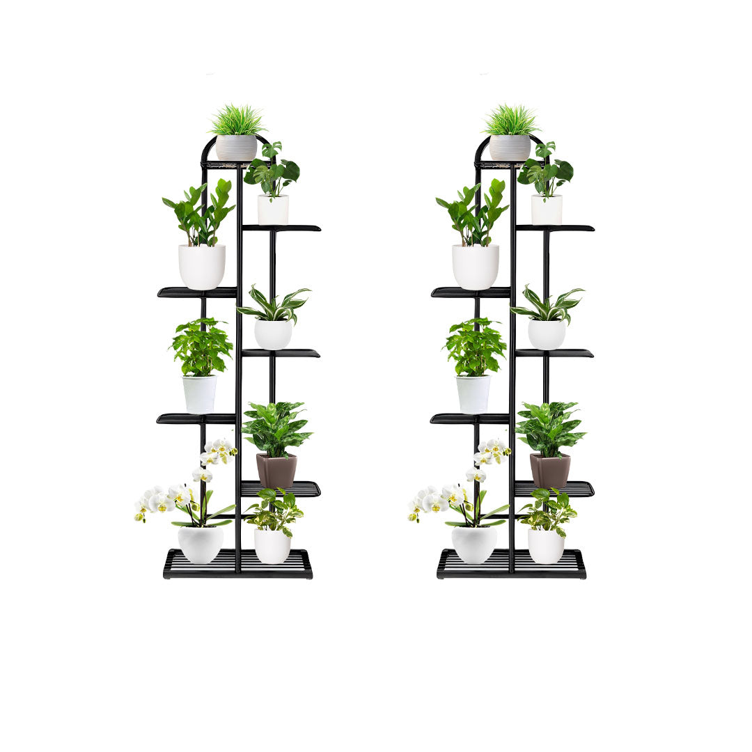 SOGA 2X 7 Tier 8 Pots Black Metal Plant Stand Flowerpot Display Shelf Rack Indoor Home Office Decor $ 172.90
