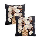 SOGA 2X 45cm Black Gold Wicker Basket Floral Embroidered Throw Pillow $ 118