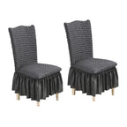 SOGA 2X Dark Grey Chair Cover Seat Protector with Ruffle Skirt Stretch Slipcover Wedding Party Home Decor $ 65.50