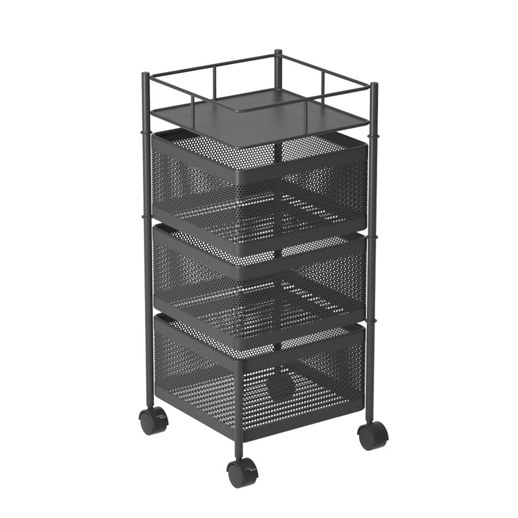 SOGA 3 Tier Steel Square Rotating Kitchen Cart Multi-Functional Shelves Portable Storage Organizer with Wheels $ 77.90
