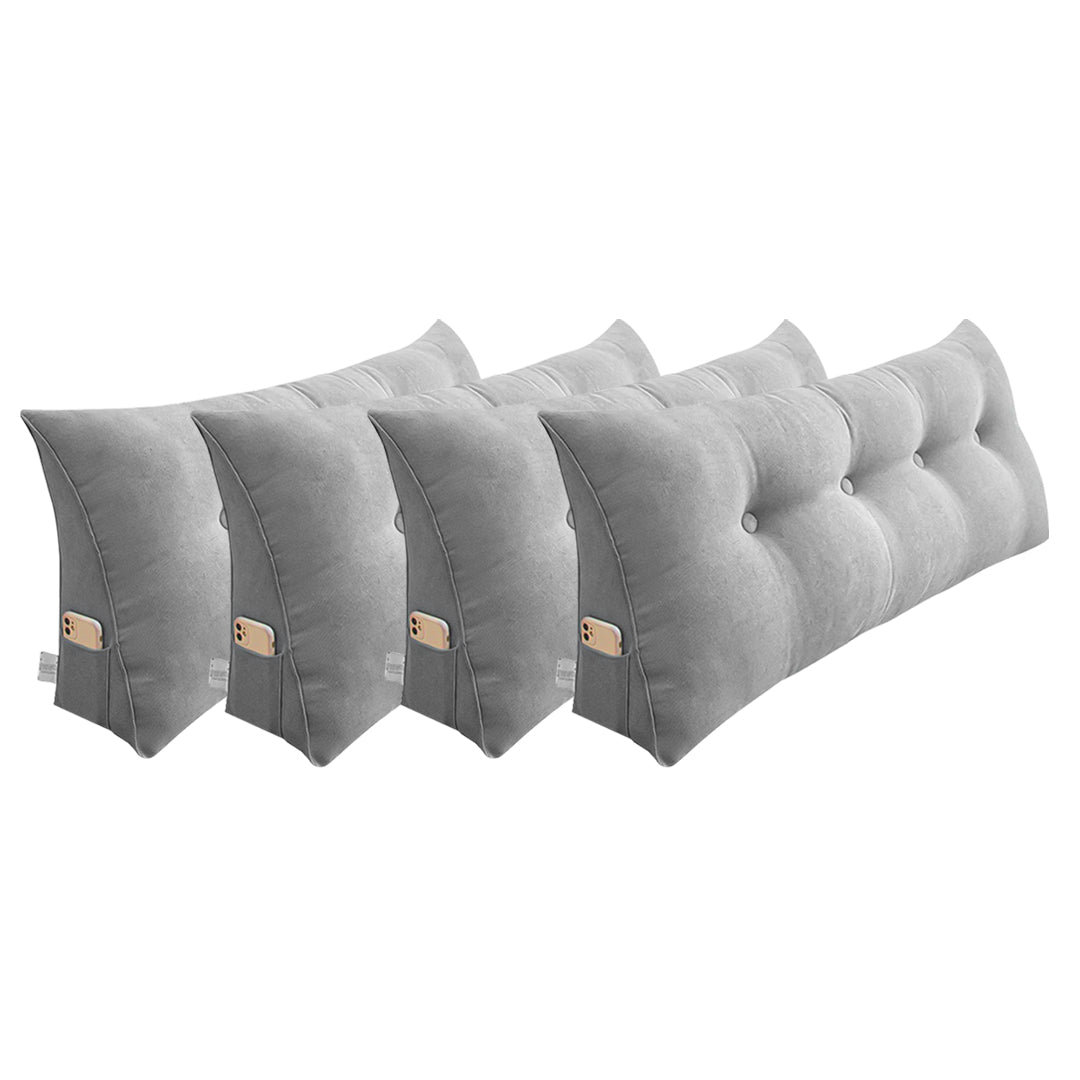 SOGA 4X 120cm Silver Triangular Wedge Bed Pillow Headboard Backrest Bedside Tatami Cushion Home Decor