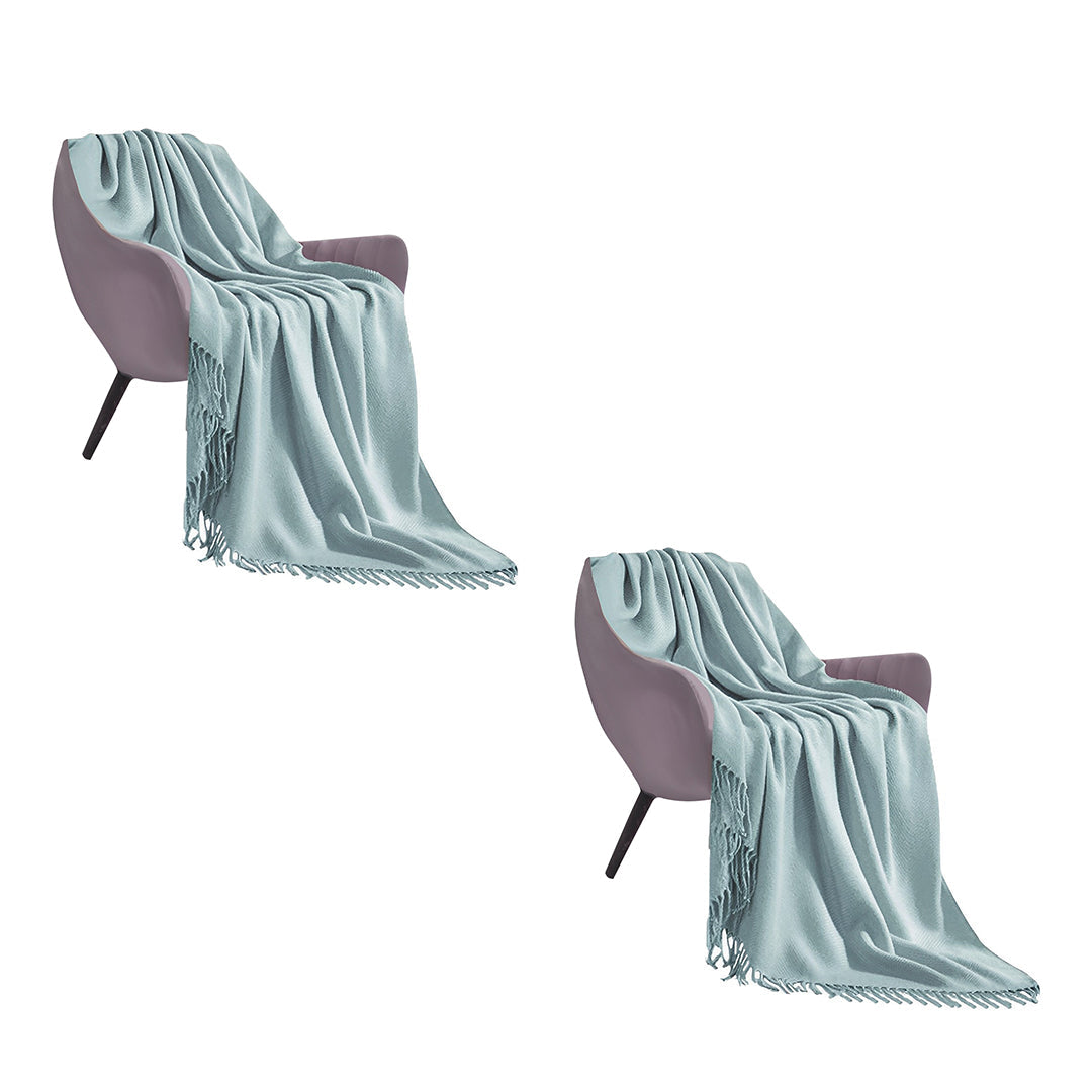 SOGA 2X Grey Acrylic Knitted Throw Blanket Solid Fringed Warm Cozy Woven Cover Couch Bed Sofa Home Decor $ 151.50