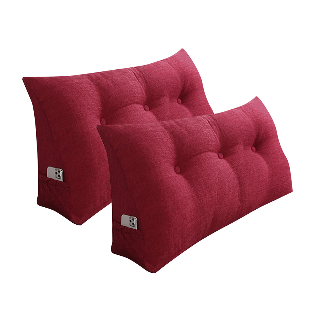 SOGA 2X 100cm Rose Red Triangular Wedge Bed Pillow Headboard Backrest Bedside Tatami Cushion Home Decor