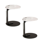 SOGA 2X 50cm White Marble Mini Side Table Movable Lightweight w/ Black Frame $ 103.50