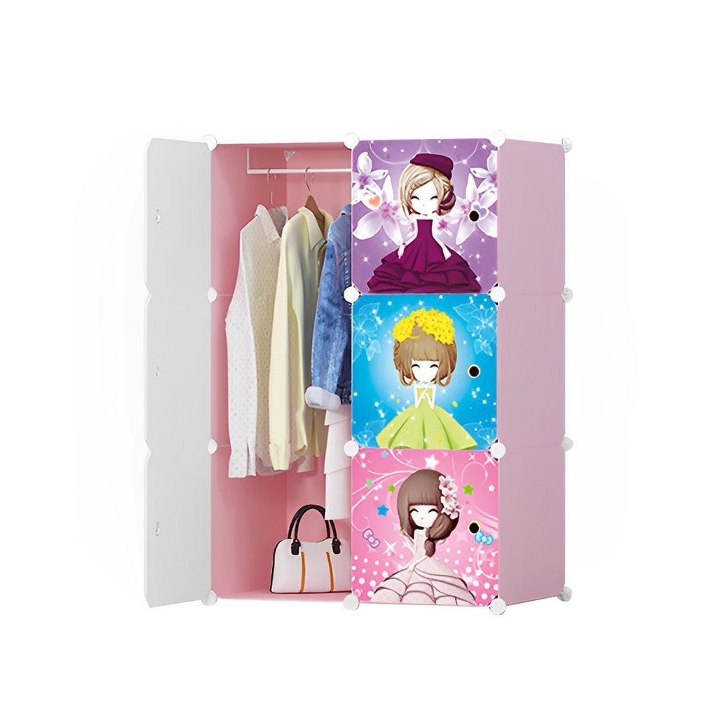SOGA 6 Cubes Princess Design Portable Wardrobe Divide-Grid Modular Storage Organiser Foldable Closet $ 77.90
