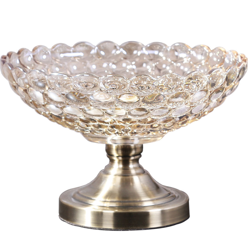 SOGA Bronze Pedestal Crystal Glass Fruit Bowl Candy Holder Countertop Dessert Serving Basket Decor $ 71.50