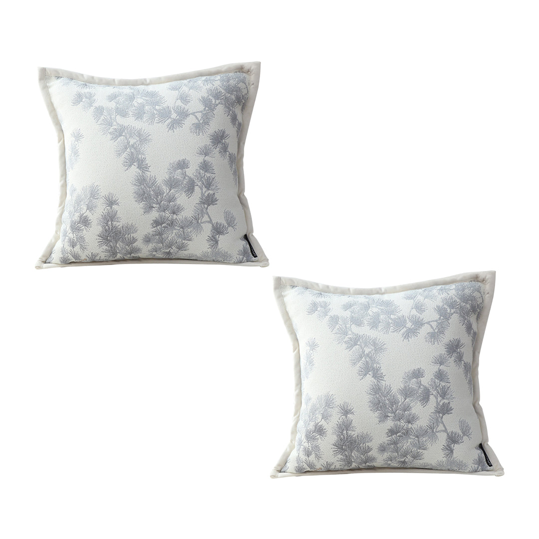 SOGA 2X 45cm Throw Pillow Cream White Wide Border with Branch and Pine Needle Design Pattern Home Decor $ 92.90