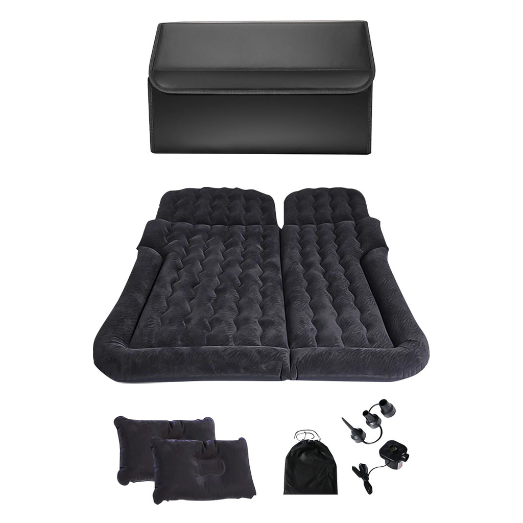 SOGA Car Bundle – Black Leather Trunk Cargo Organizer & Inflatable Boot Mattress