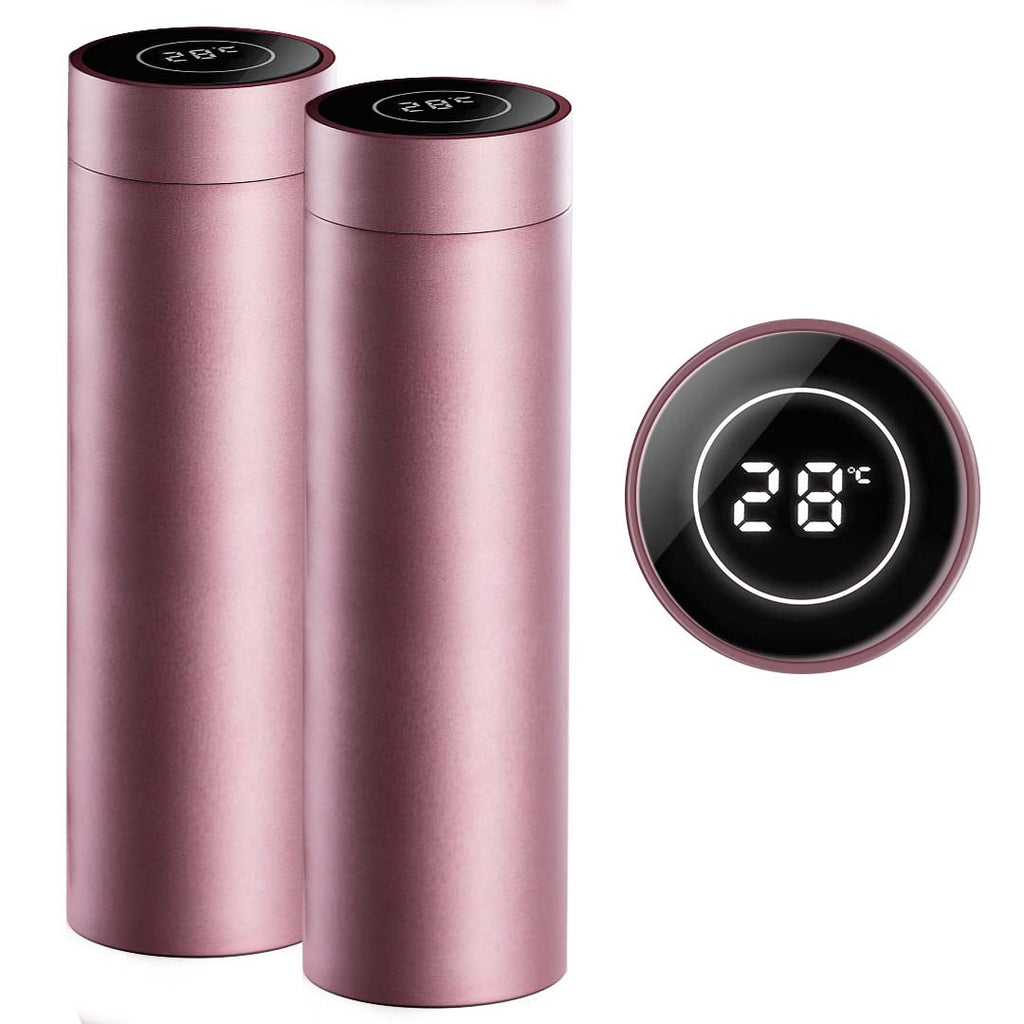 SOGA 2X 500ML Stainless Steel Smart LCD Thermometer Display Bottle Vacuum Flask Thermos Rose Gold $ 75.50