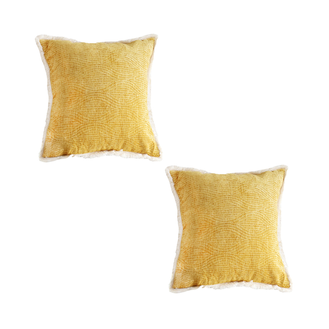 SOGA 2X 50cm Throw Pillow Turmeric Yellow Aesthetic Chenille Texture for Home Decor $ 133.90