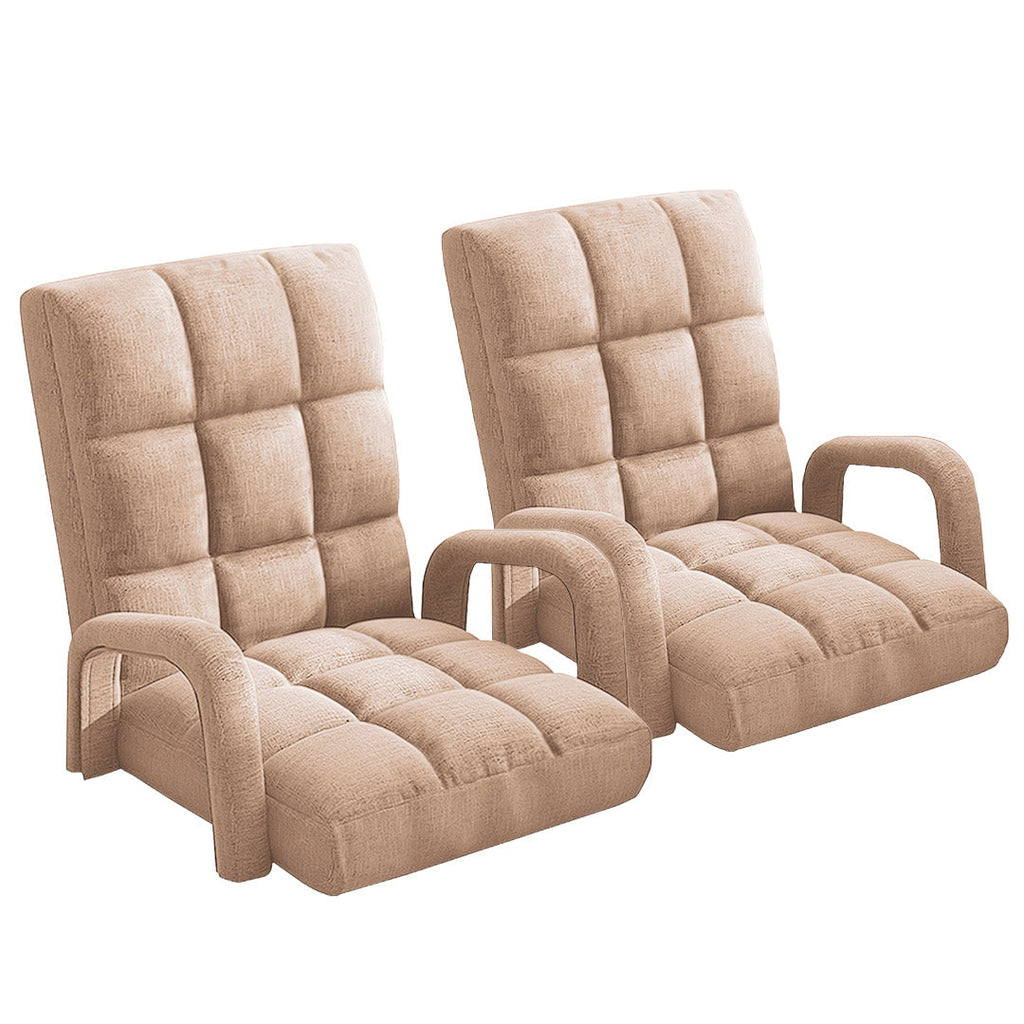 SOGA 2X Foldable Lounge Cushion Adjustable Floor Lazy Recliner Chair with Armrest Khaki $ 409.50