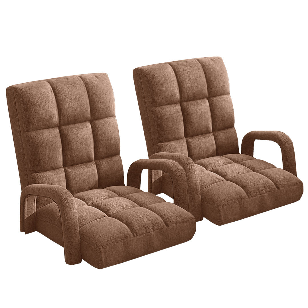 SOGA 2X Foldable Lounge Cushion Adjustable Floor Lazy Recliner Chair with Armrest Coffee $ 409.50