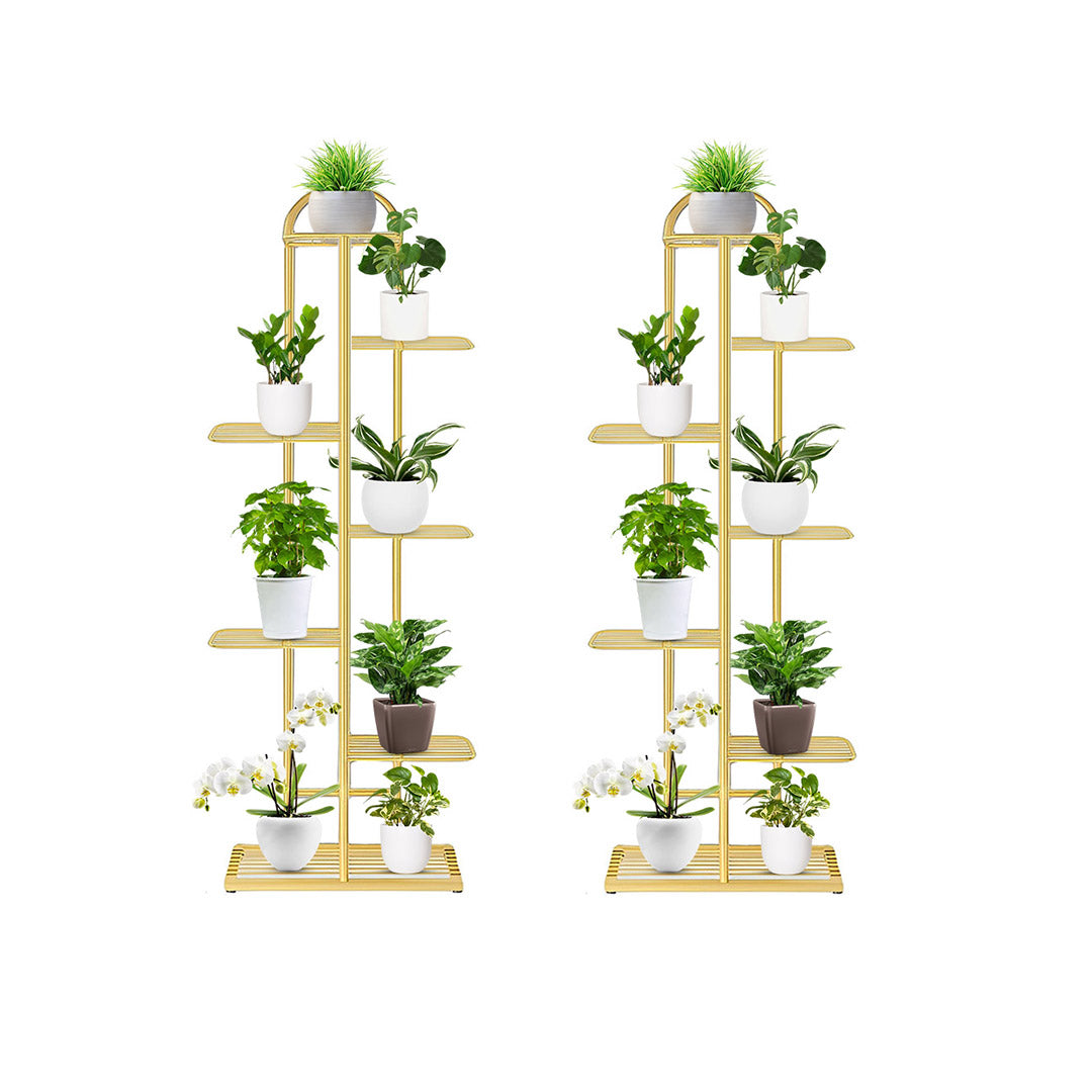 SOGA 2X 7 Tier 8 Pots Gold Metal Plant Stand Flowerpot Display Shelf Rack Indoor Home Office Decor $ 172.50