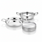 SOGA Kitchenware Bundle – Silver Dry Pots & Grilling Plate for Durable Kitchen Essentials