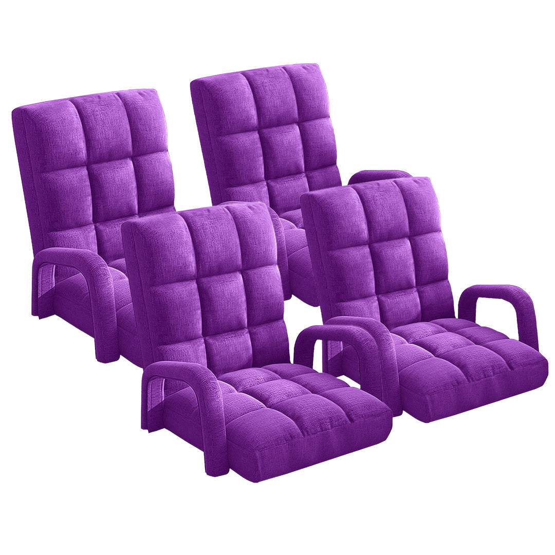 SOGA 4X Foldable Lounge Cushion Adjustable Floor Lazy Recliner Chair with Armrest Purple $ 802.50