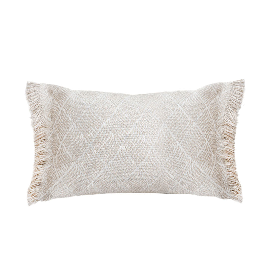 SOGA 35cm Rectangular Natural Woven Diamond Pattern Fringe Trim Throw Pillow $ 72.50