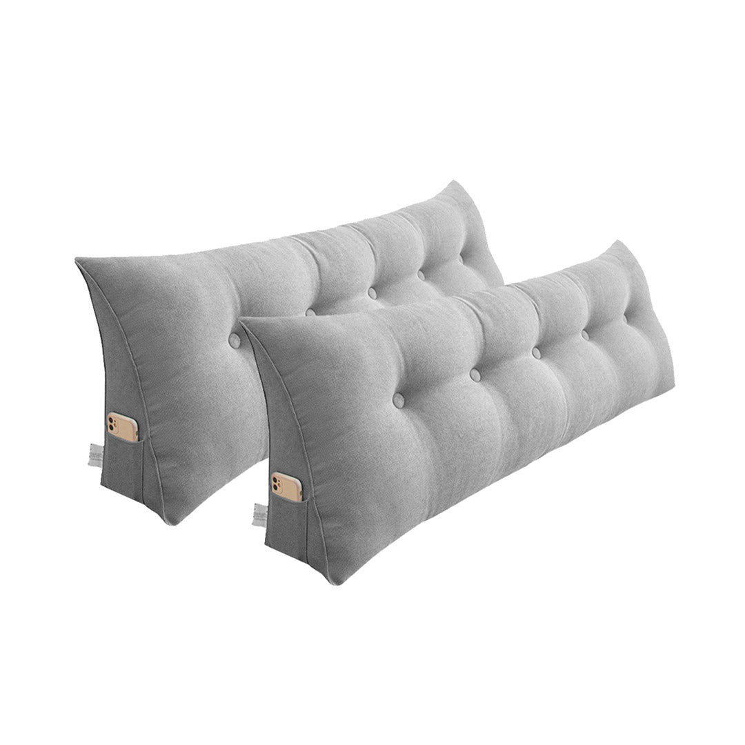 SOGA 2X 150cm Silver Triangular Wedge Bed Pillow Headboard Backrest Bedside Tatami Cushion Home Decor