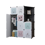 SOGA 10 Cubes Black Portable Wardrobe Divide-Grid Modular Storage Organiser Foldable Closet with Doors $ 122.50