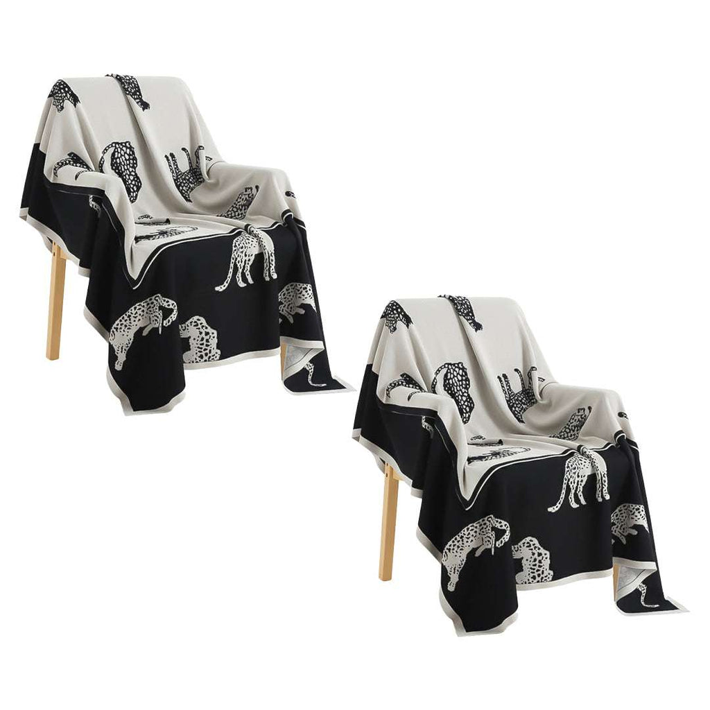 SOGA 2X Black Cream Animal Print Throw Blanket 130x180cm Acrylic $ 189