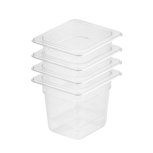 SOGA 150mm Clear Gastronorm GN Pan 1/6 Food Tray Storage Bundle of 4 $ 116.50